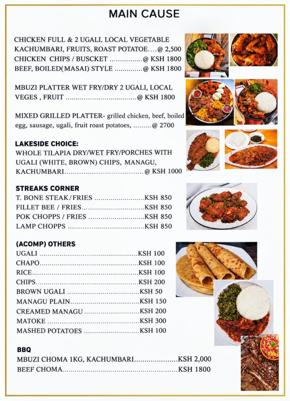 RESORT & Accommodation beers wines and beverages menu